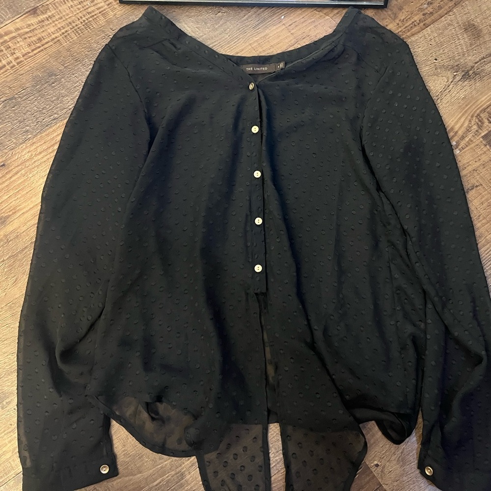The Limited Black Dotted Long Sleeve Blouse